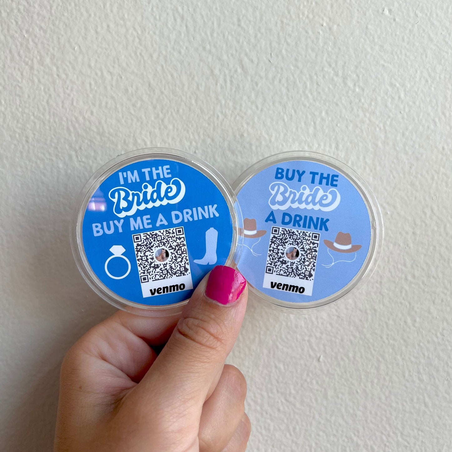 Western Theme Bachelorette Party Buy The Bride A Drink Venmo QR Sticker Code Buttons