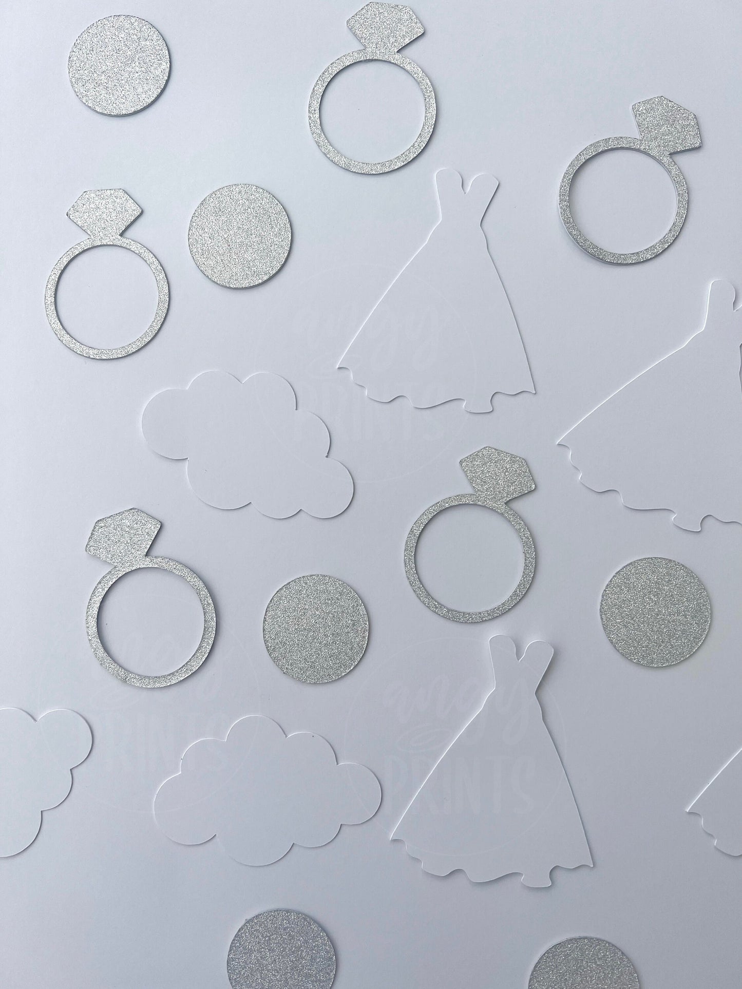 The Bride is on Cloud Nine Bridal Shower Table Confetti | Bachelorette Party | Engagement | Wedding Ring Wedding Gown Cutouts