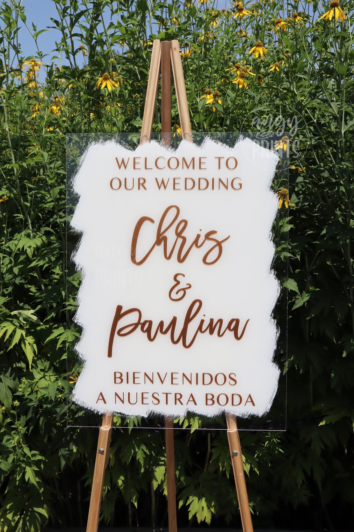 Bilingual Welcome Wedding Acrylic Sign | Bienvenidos A Nuestra Boda | English Spanish Signage | Classic Simple Signage