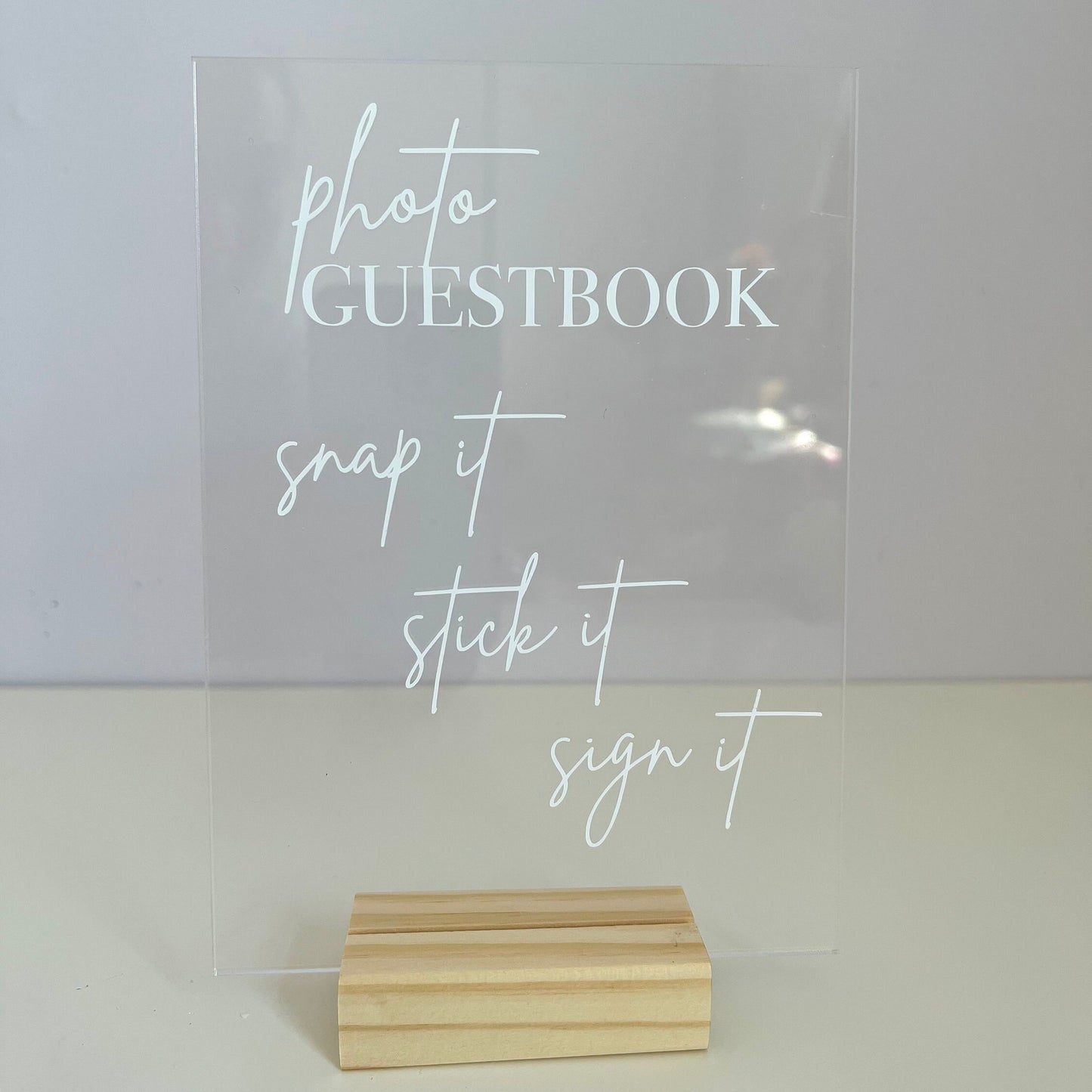 Photo Guestbook Acrylic Painted Sign 5x7 Snap It Stick It Sign It for Wedding, Birthday, Anniversary,