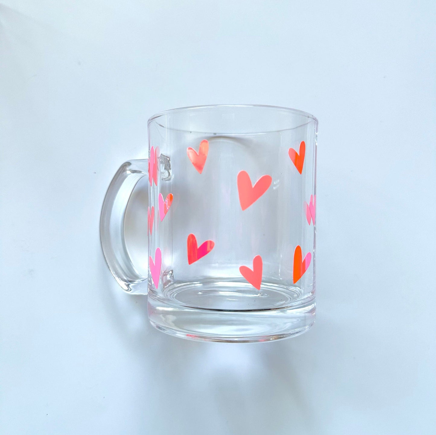 Valentines Day Clear Glass Heart Mug for Coffee Tea | Galentine, Gifts for Her, Cute Heart Cups