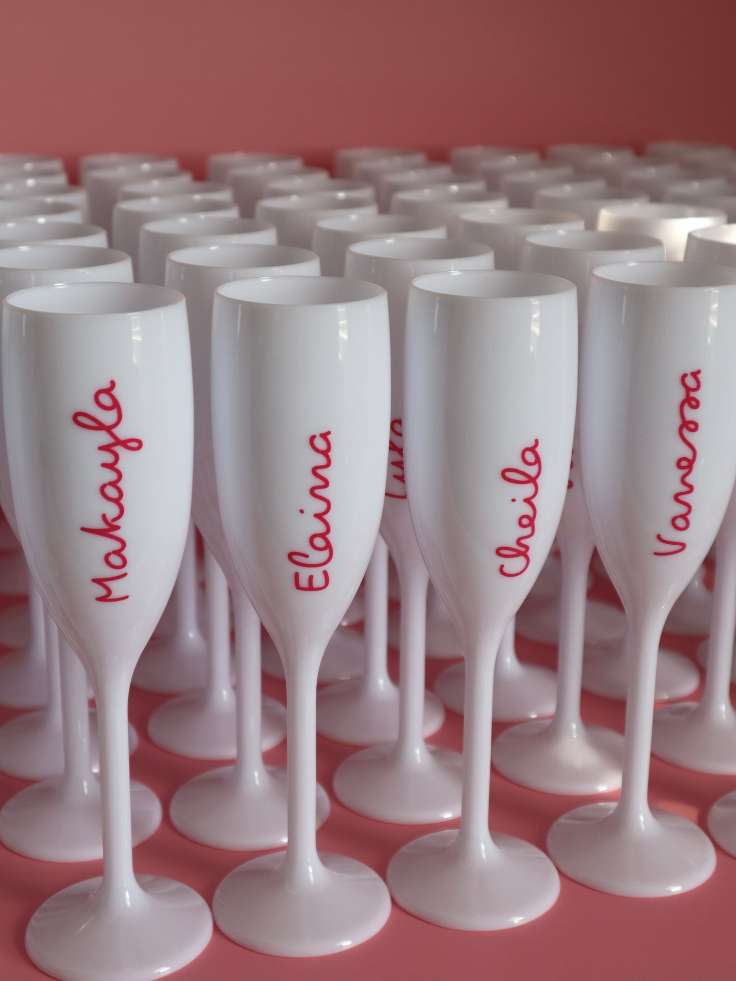 Bachelorette Party White Champagne Flutes