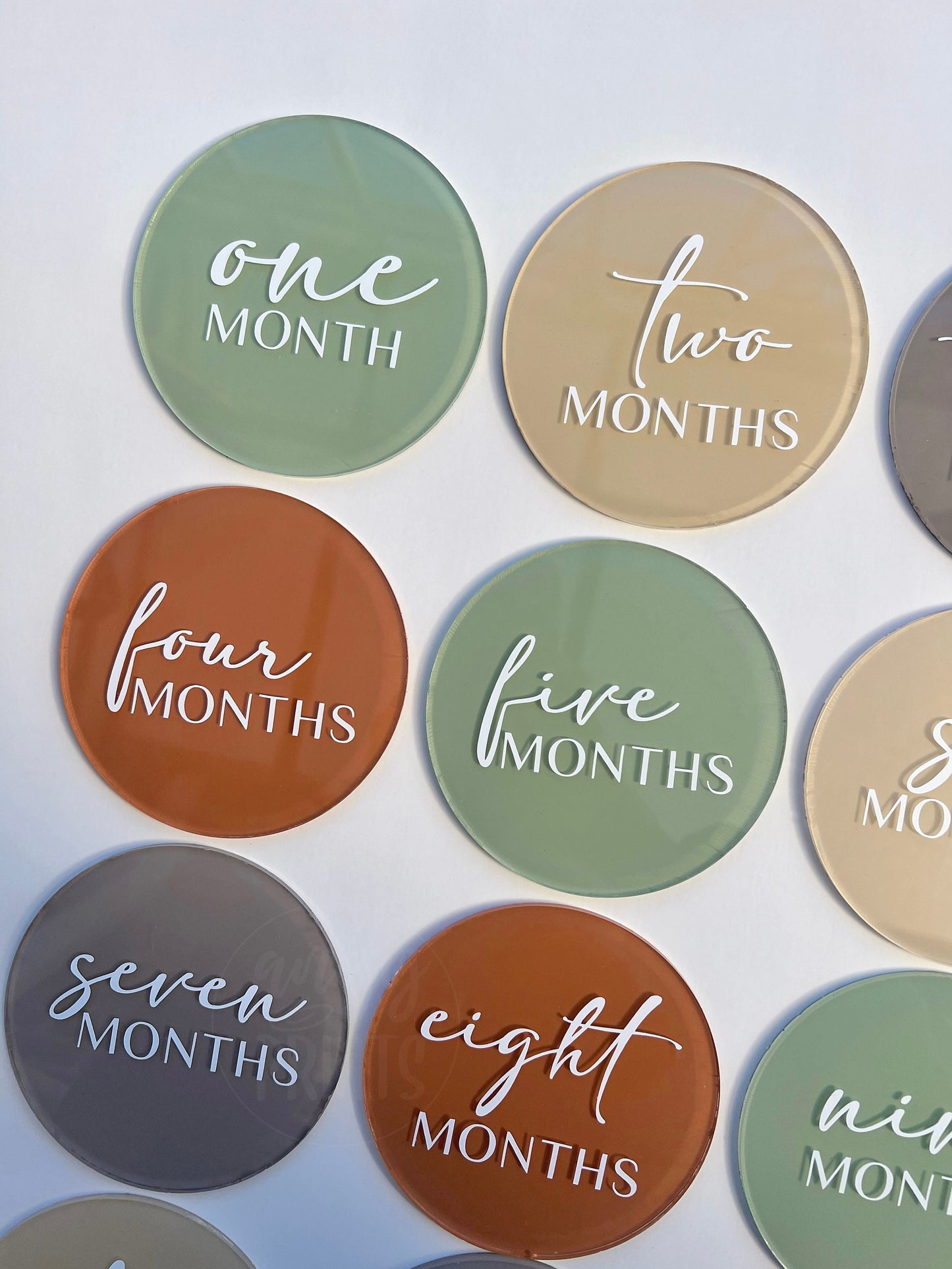 Acrylic Round Neutral Monthly Milestones for Newborn Baby, Gifts for Baby, Birth Announcements, Newborn Photo Props