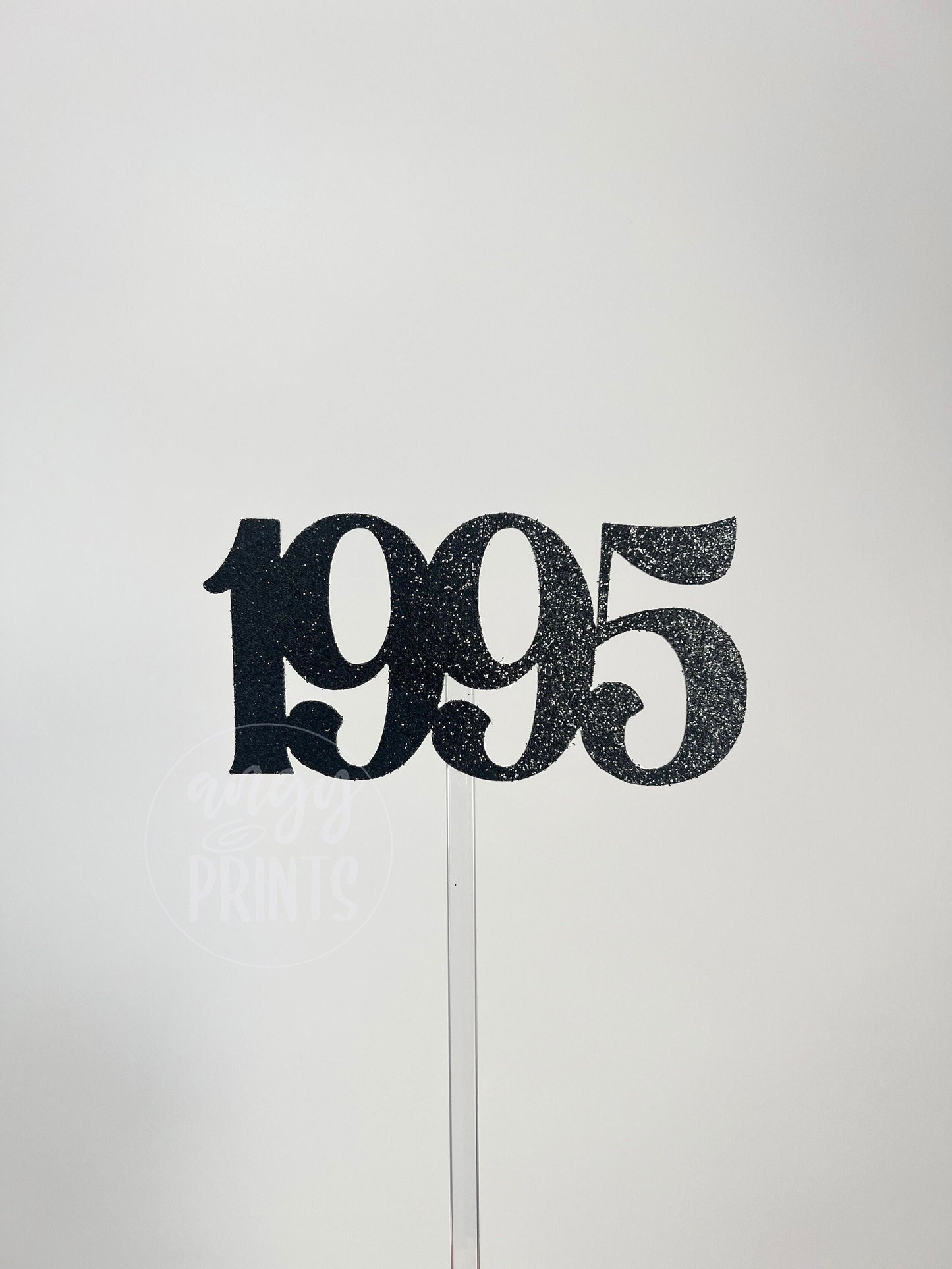 1995 Black Glitter Year Birthday Cake Topper | Customizable Year | Age Cake Topper | Cake Decoration