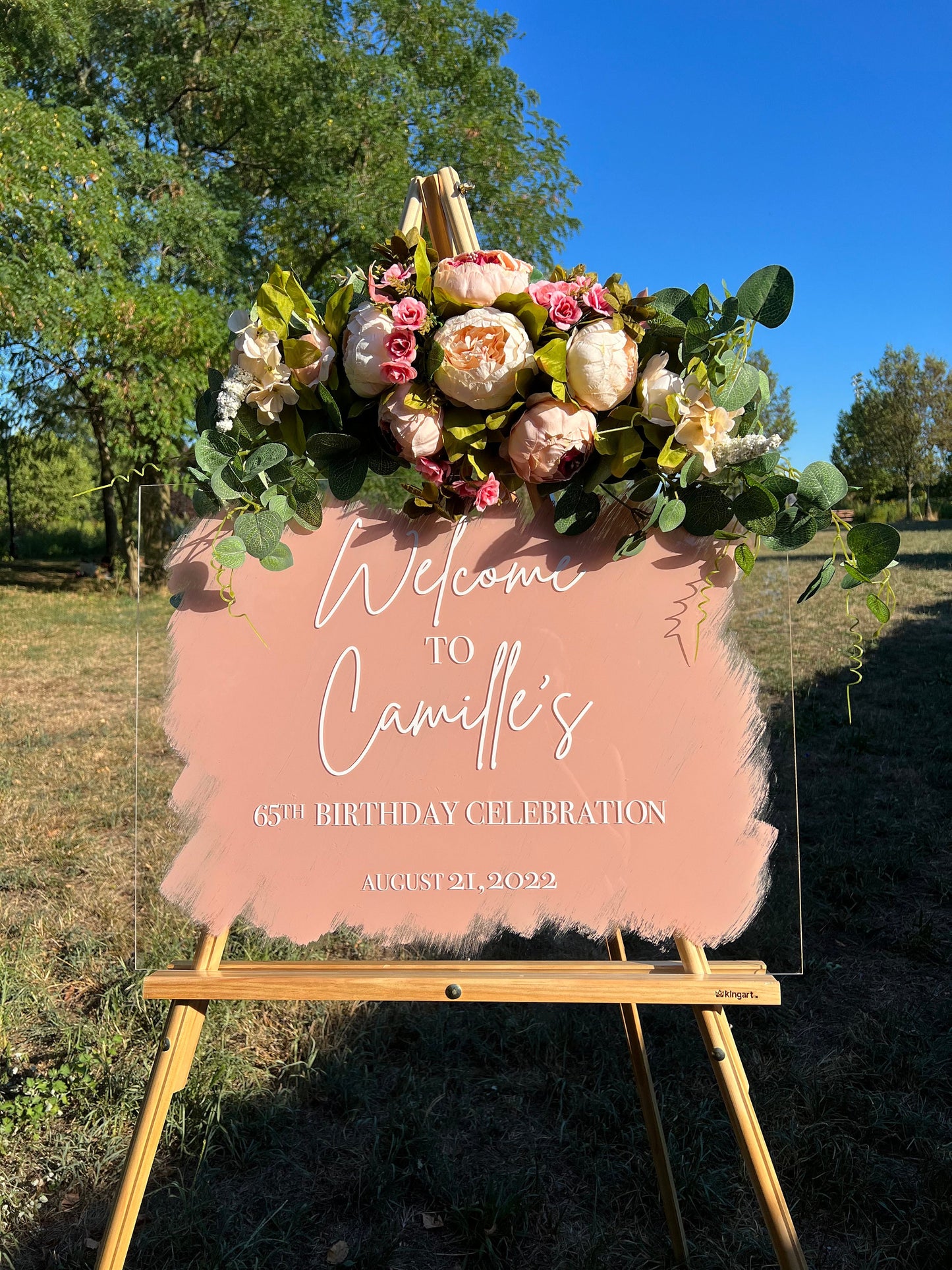 Custom Welcome Sign Acrylic Pink for Birthday, Wedding, Bridal Shower, | Event Signage | Welcome Sign | Clear Acrylic Sign