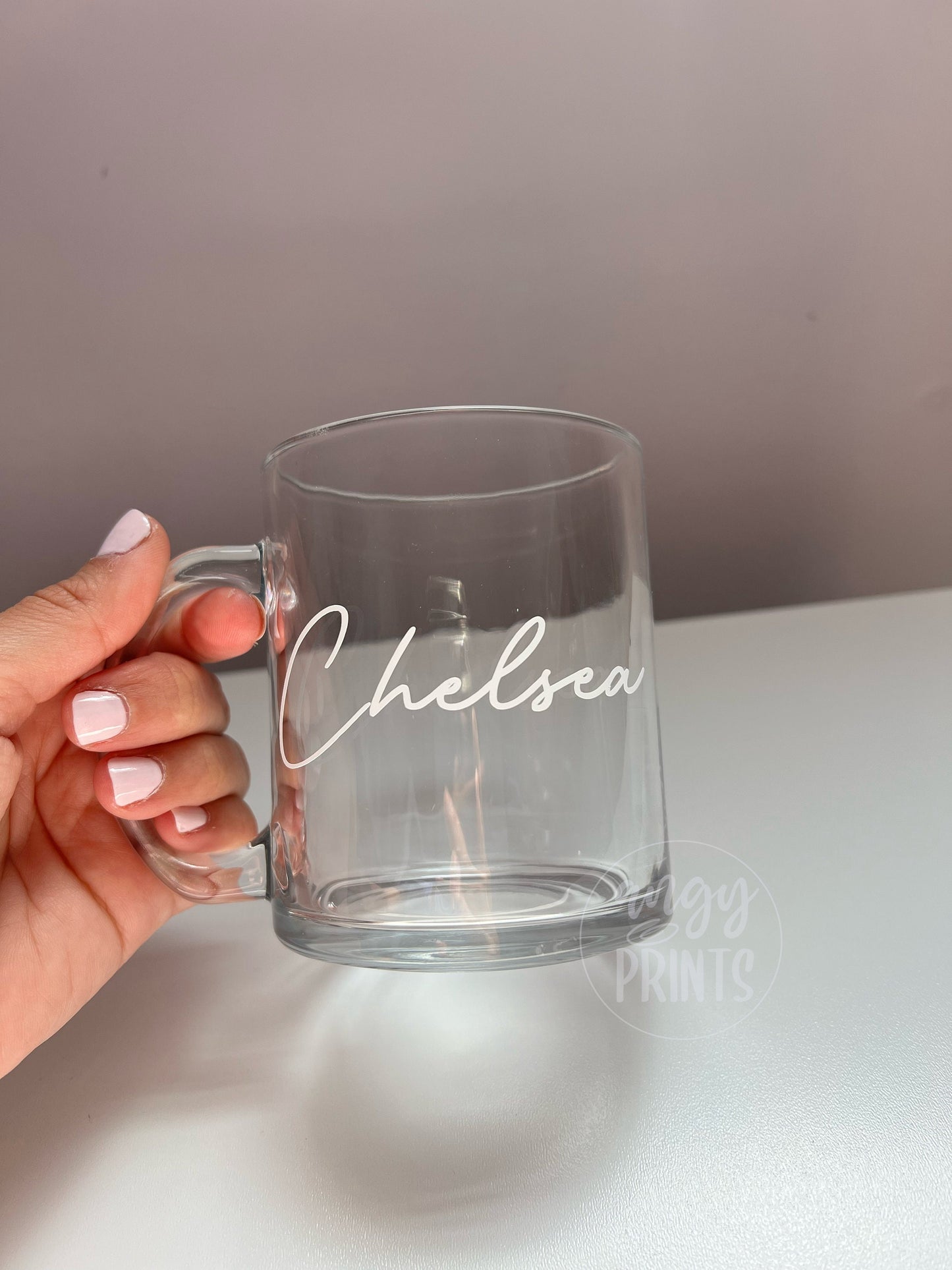 Personalized Name Clear Glass Mug 12oz, Mothers Day Gifts, Gifts for Mom, Birthday Gifts, Bridesmaid Gift, Coffee, Tea Cup