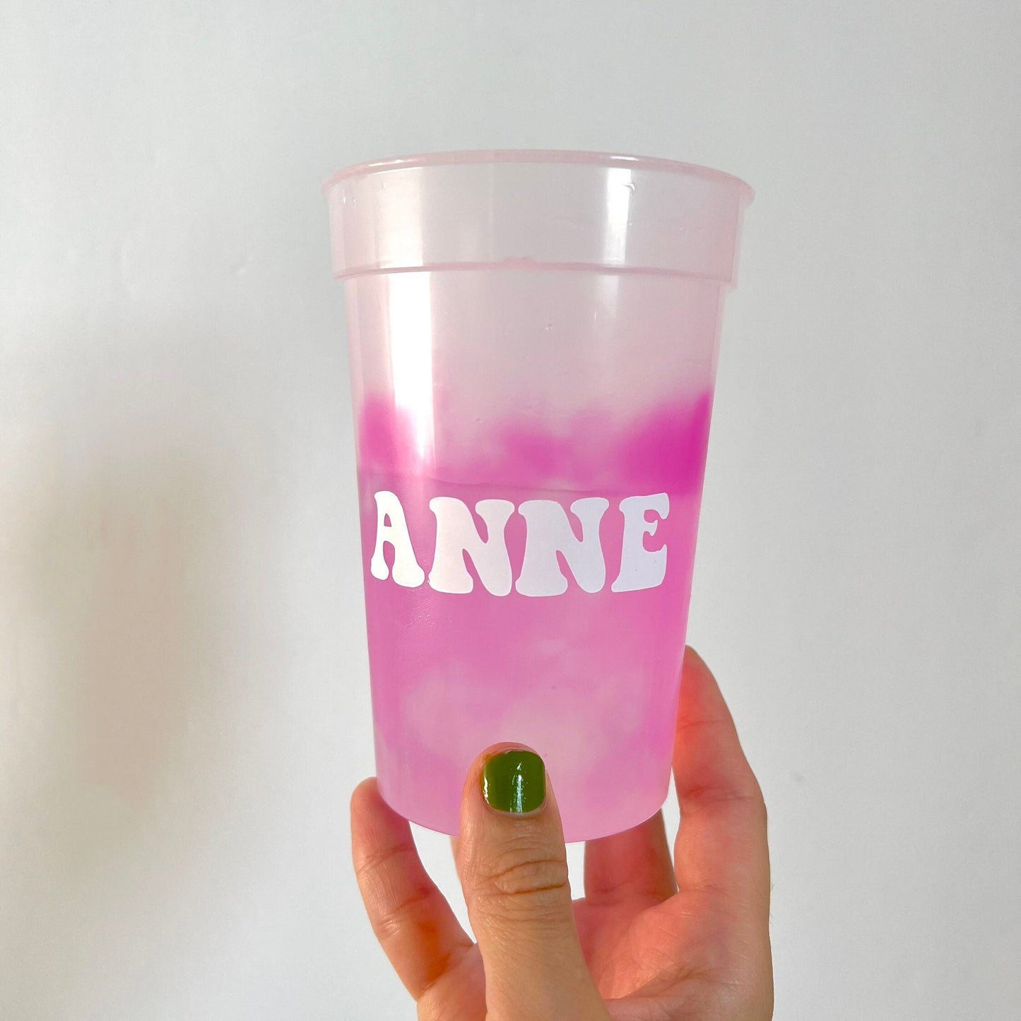 Bride Babe Personalized Color Changing Pink Plastic Stadium Party Cups | 17oz | Bachelorette Cups | Birthday Cups | Kid Cups |