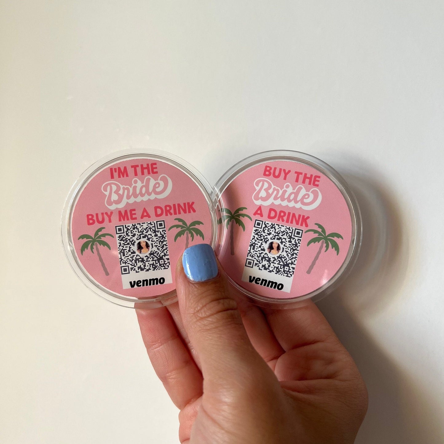 Tropical Palm Tree Bachelorette Party Buy The Bride A Drink Venmo QR Sticker Code Buttons