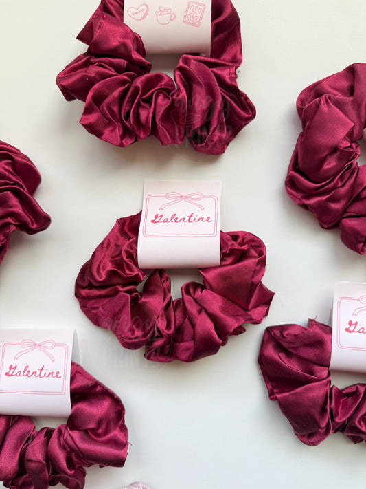 Galentine's Day Scrunchies | Pink Velvet | Cute Scrunchies with Tag | Valentines Day Gifts | Party Favors for Gal Pals
