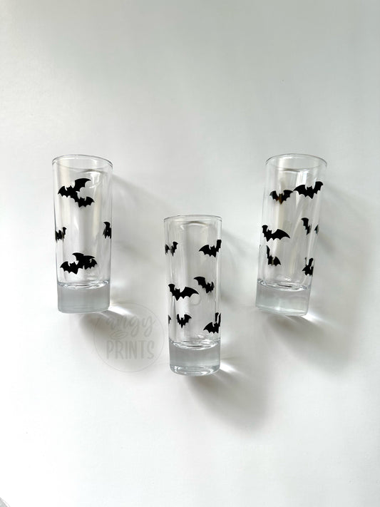 Bats Spooky Halloween Theme Shot Glasses Bachelorette Party, Till Death Do Us Party, Birthday Party Halloween Party Glassware