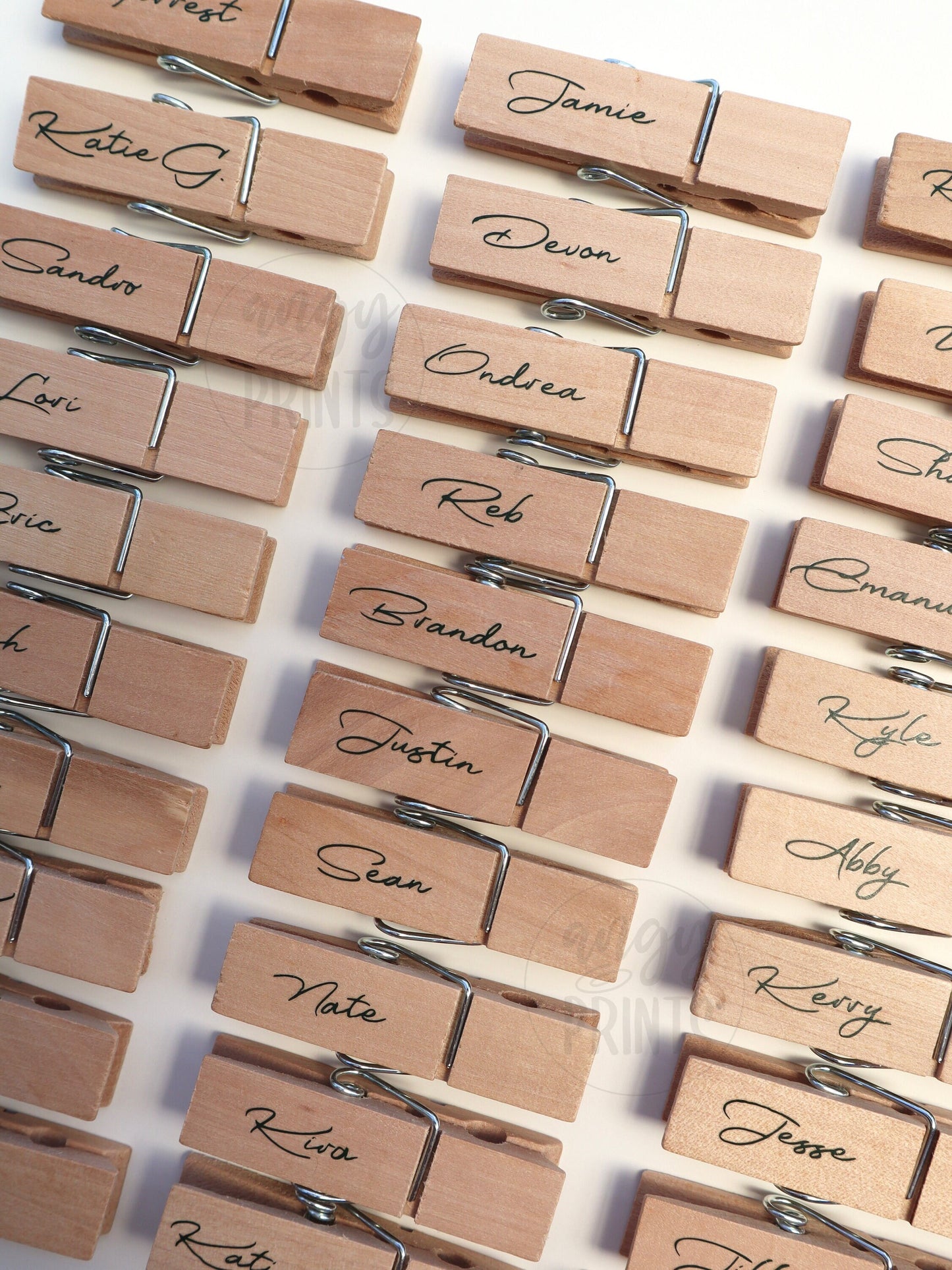 Wooden Clothespin Name Place Card Personalized Dark Green for Dinner Party, Events, Birthdays, Bridal Shower, Wedding, Anniversary