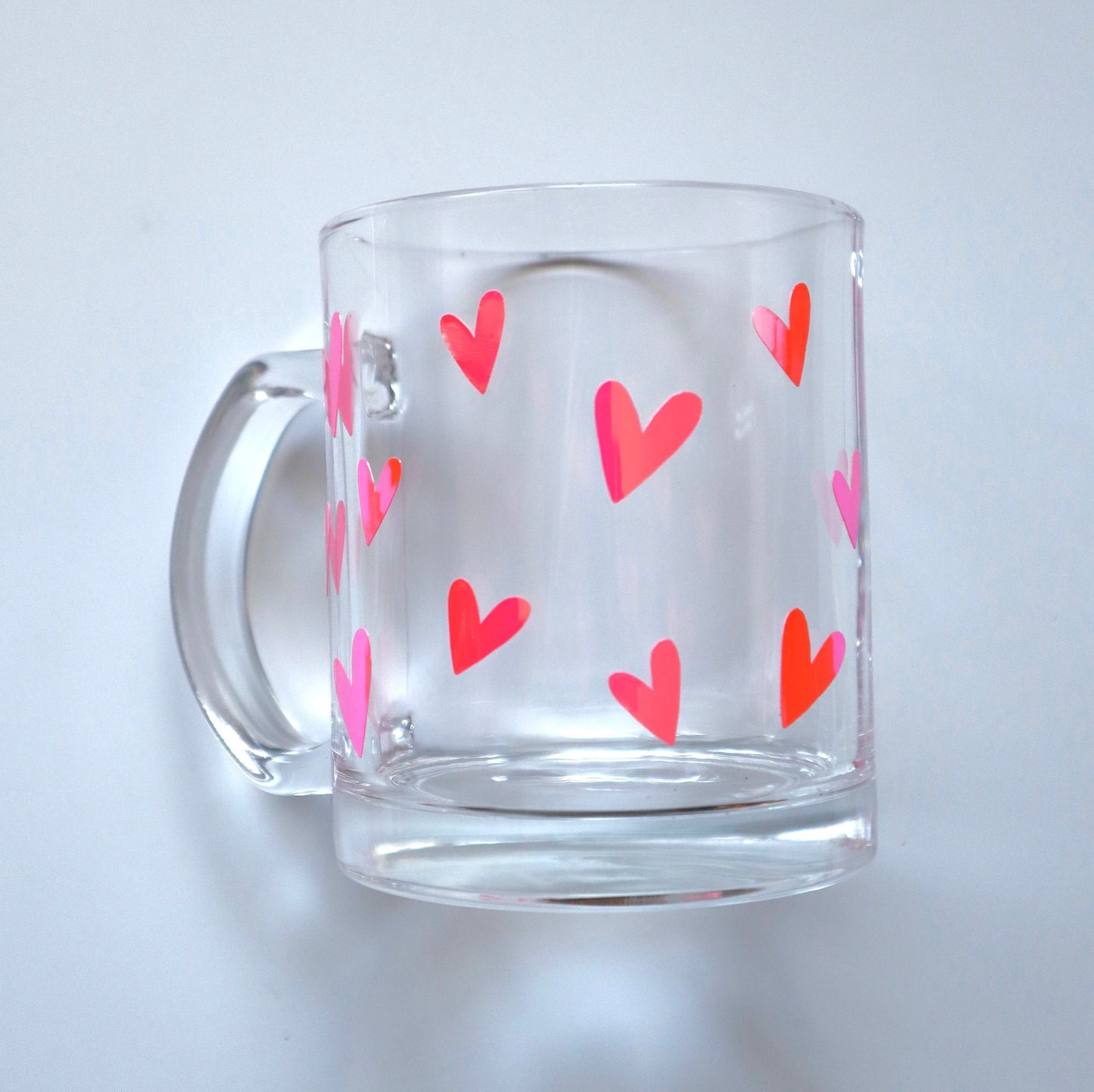 Valentines Day Clear Glass Heart Mug for Coffee Tea | Galentine, Gifts for Her, Cute Heart Cups
