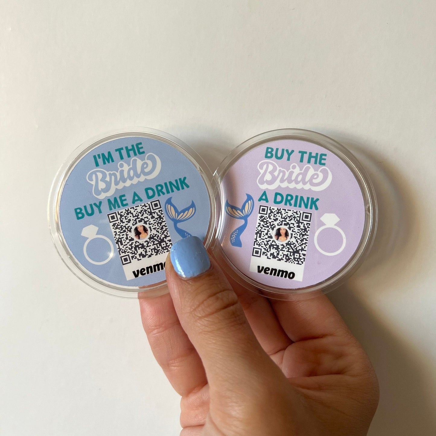 Last Splash Mermaid Theme Buy The Bride A Drink Bachelorette Party Venmo QR Sticker Code Buttons