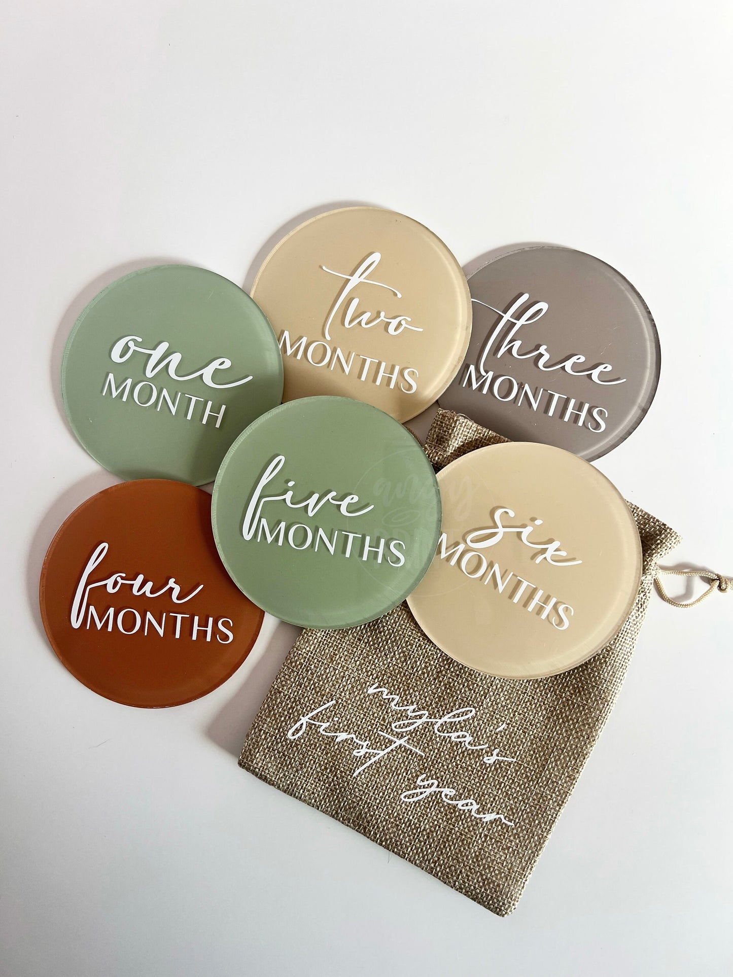 Acrylic Round Neutral Monthly Milestones for Newborn Baby, Gifts for Baby, Birth Announcements, Newborn Photo Props