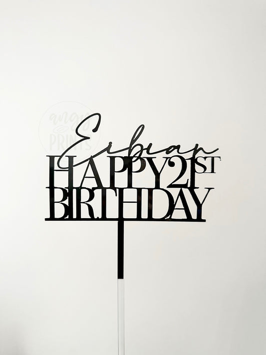 Happy 21st Birthday Birthday Cake Topper | Personalized Name | Cake Decoration | Custom Name and Age Cake Topper
