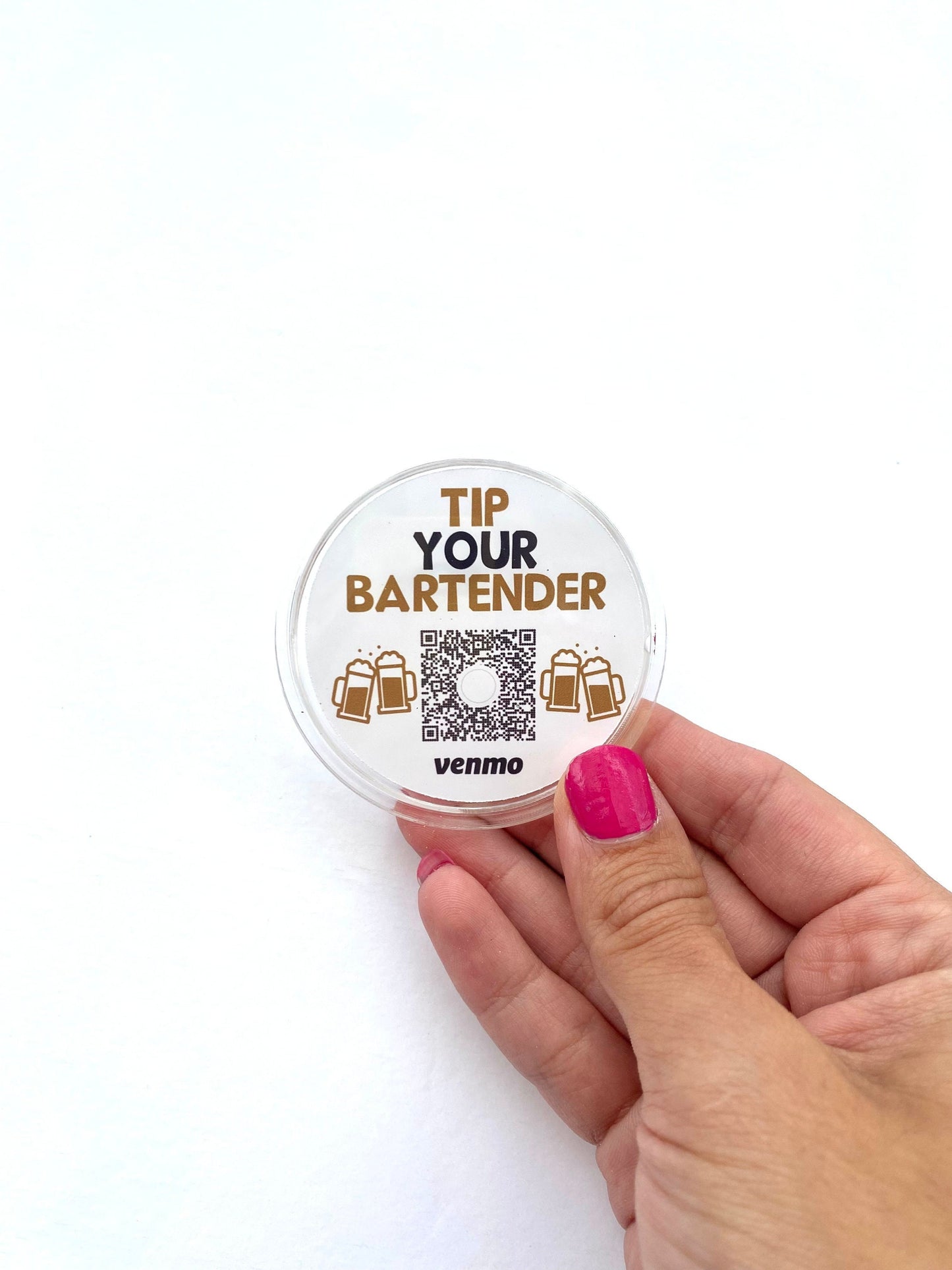 Tip Your Bartender Venmo QR Sticker Code Button Beer Gold & Black Theme