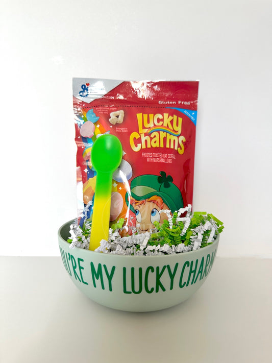 St. Patricks Day You’re My Lucky Charm Plastic Cerealsly Bowl Gift for Kids, Adults, Cereal Lovers, Personalized Bowl w Color Changing Spoon