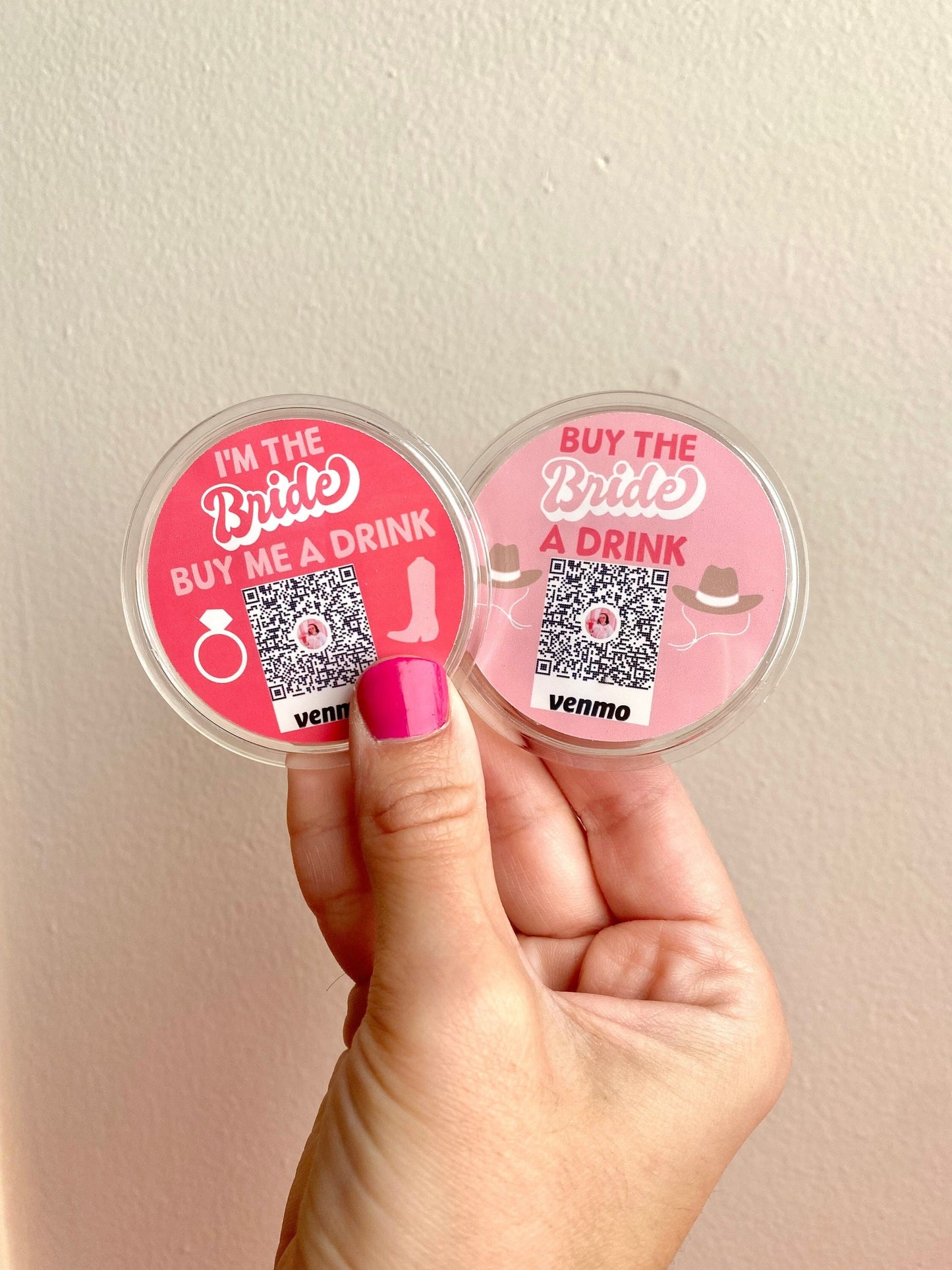 Western Theme Bachelorette Party Buy The Bride A Drink Venmo QR Sticker Code Buttons