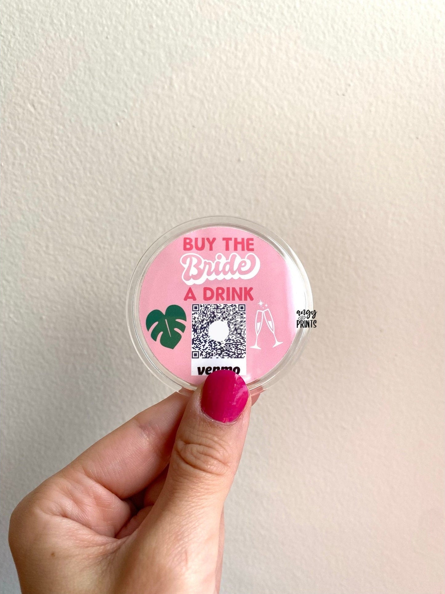 Tropical Leaf & Champagne Bachelorette Party Venmo QR Sticker Code Buttons