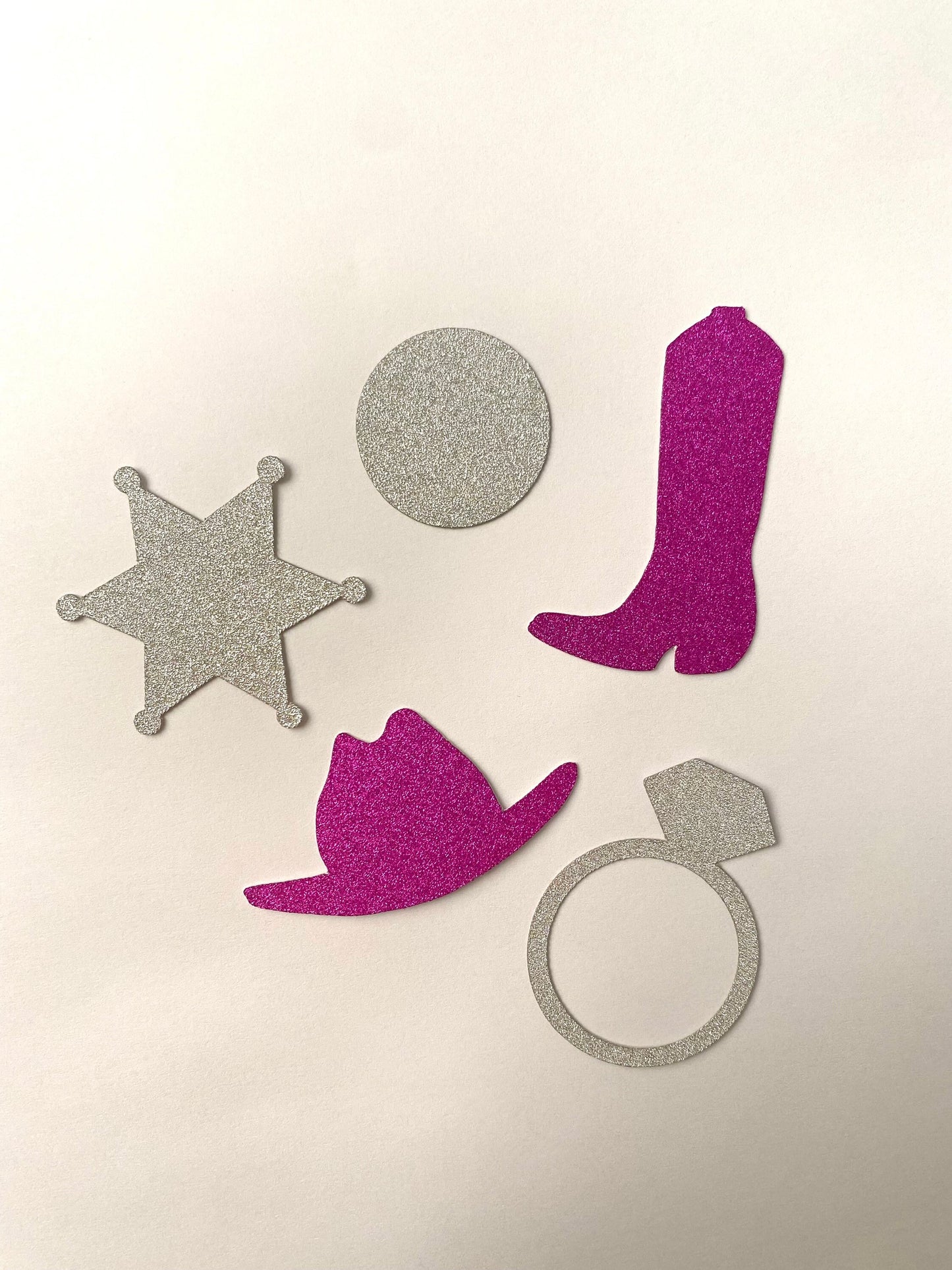 Western Last Rodeo Theme Cowboy Hat, Cowboy Boot, Sherif Badge, Wedding Ring, Circle Confetti Bachelorette / Birthday Party