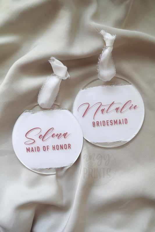 Christmas Personalized Bridesmaid Acrylic Ornament | Maid of Honor Gift | Bridesmaid Gift | Name Ornament | Holiday Gifts | Gifts for Women