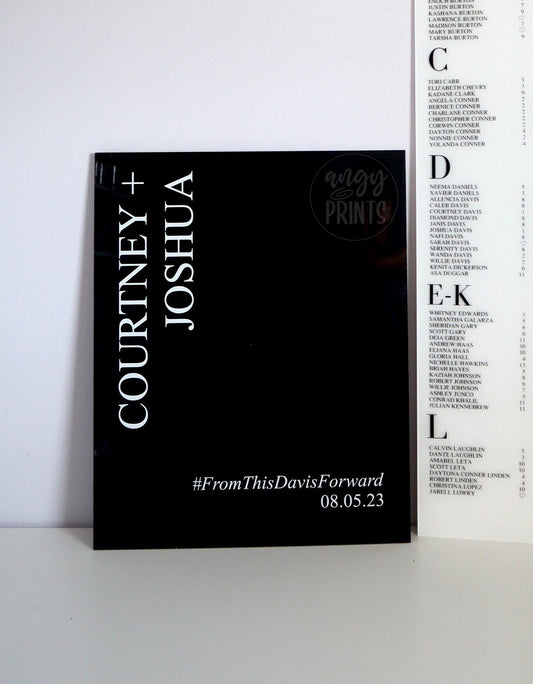 Custom Wedding Welcome Acrylic Sign Black and White Signage | Classic | Modern | Simple Signage