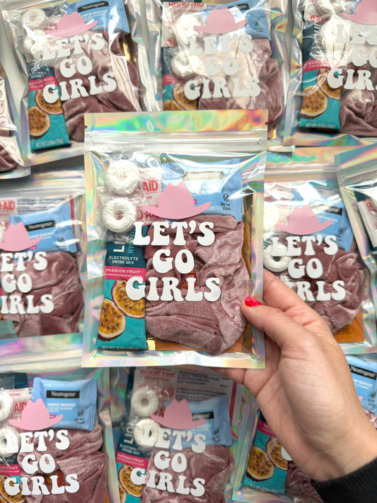 Let’s Go Girls Western Last Rodeo Nashville Theme Hangover Party Kit Clear Holographic Bag Bachelorette Party Essentials