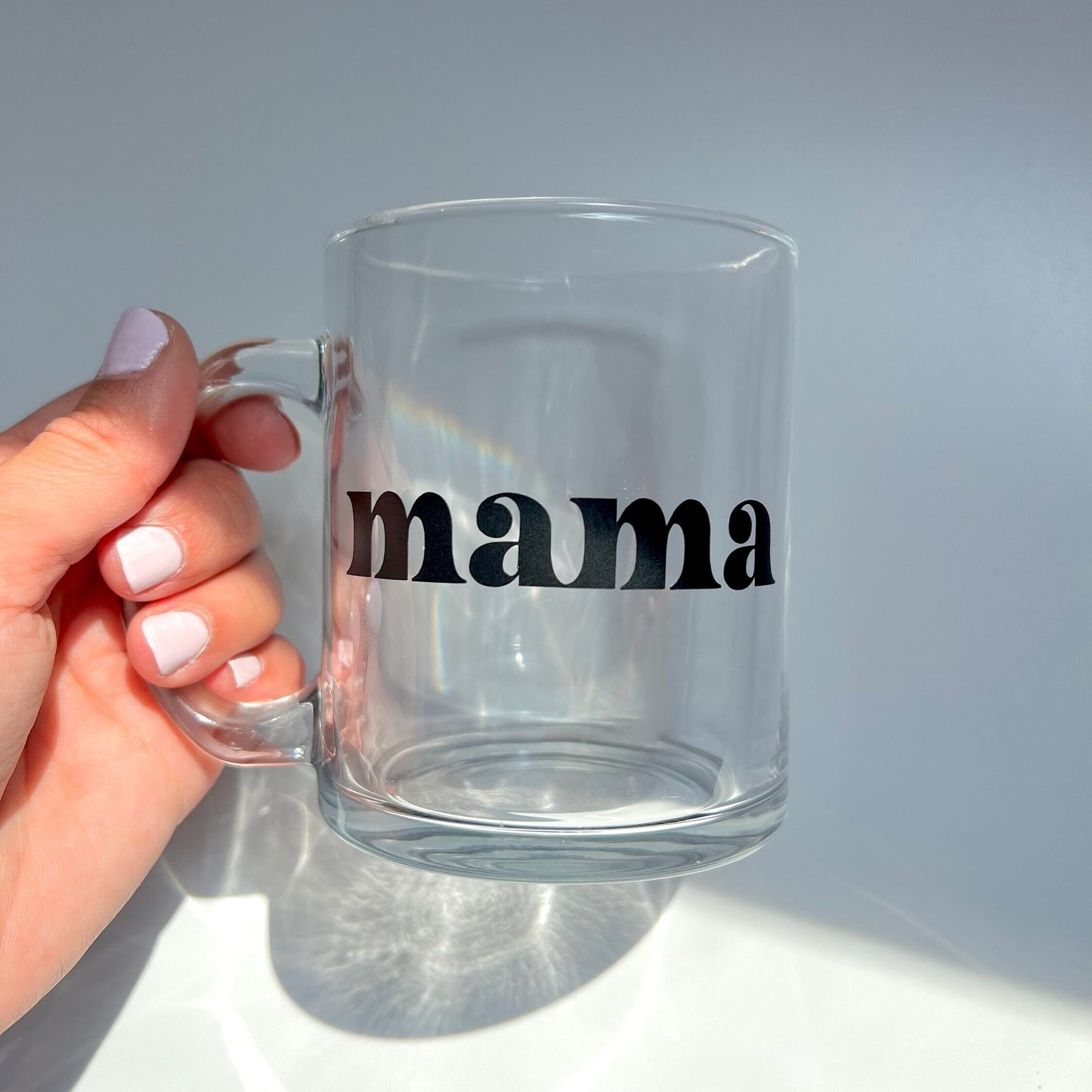 Mama Clear Glass Mug 12oz, Mothers Day Gifts, Gifts for Mom, Birthday Gifts, Personalized Cups for Mom