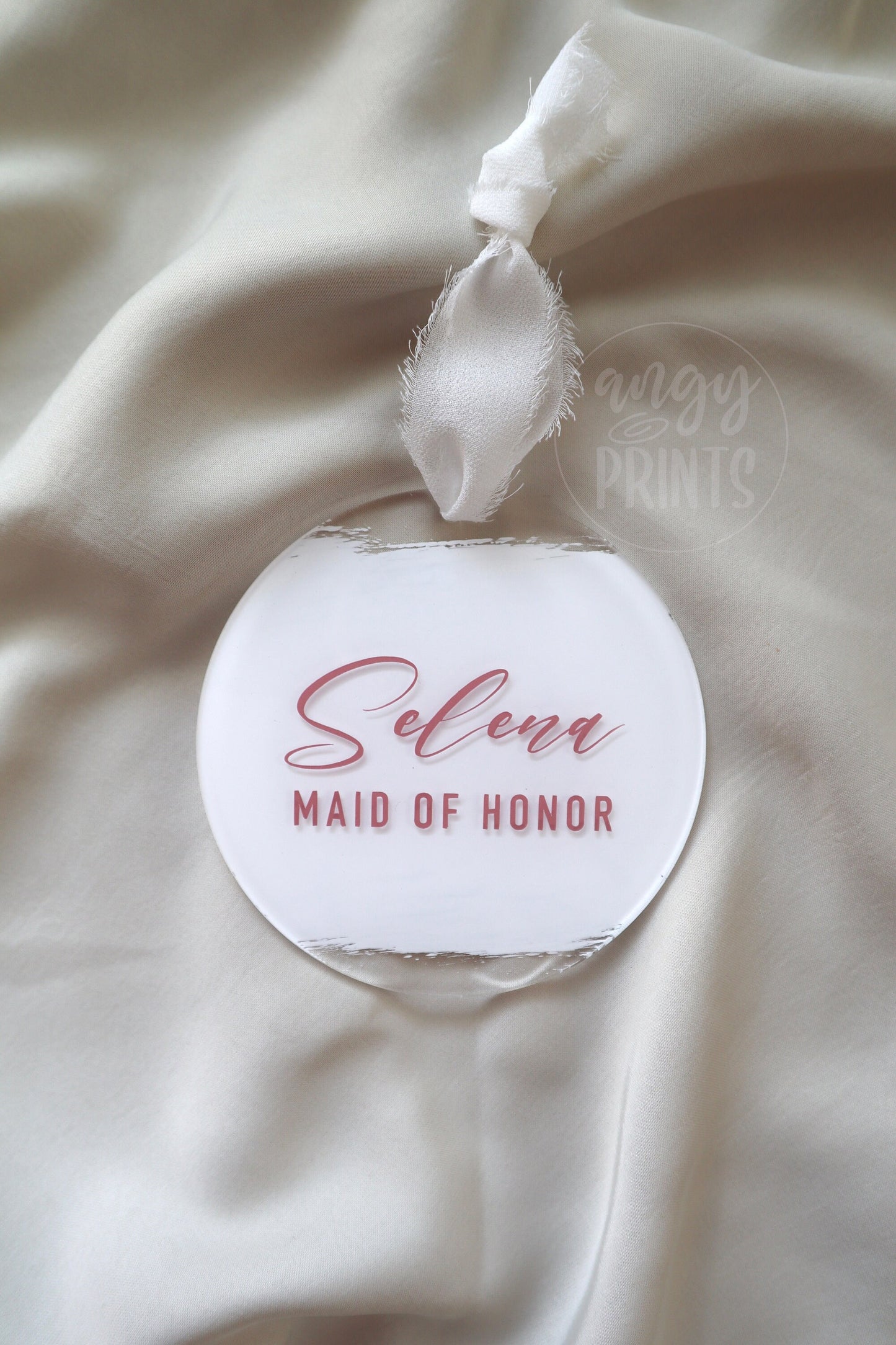 Christmas Personalized Bridesmaid Acrylic Ornament | Maid of Honor Gift | Bridesmaid Gift | Name Ornament | Holiday Gifts | Gifts for Women