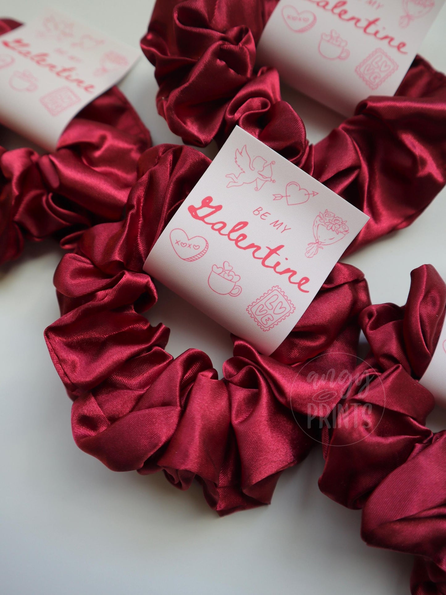 Galentine's Day Scrunchies | Pink Velvet | Cute Scrunchies with Tag | Valentines Day Gifts | Party Favors for Gal Pals