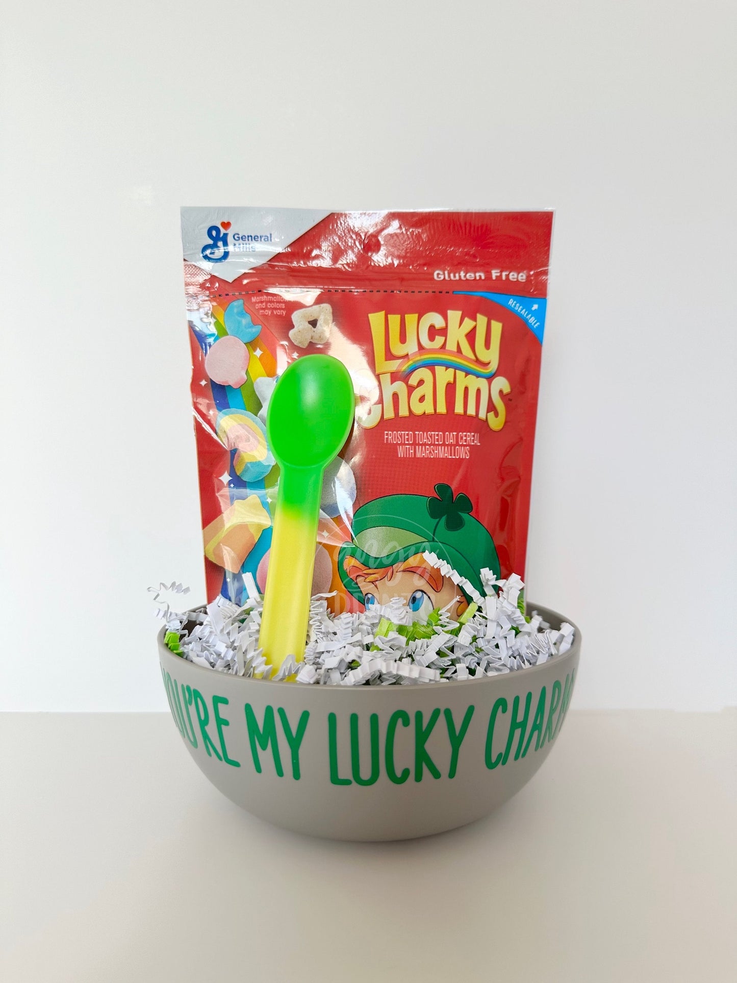 St. Patricks Day You’re My Lucky Charm Plastic Cerealsly Bowl Gift for Kids, Adults, Cereal Lovers, Personalized Bowl w Color Changing Spoon
