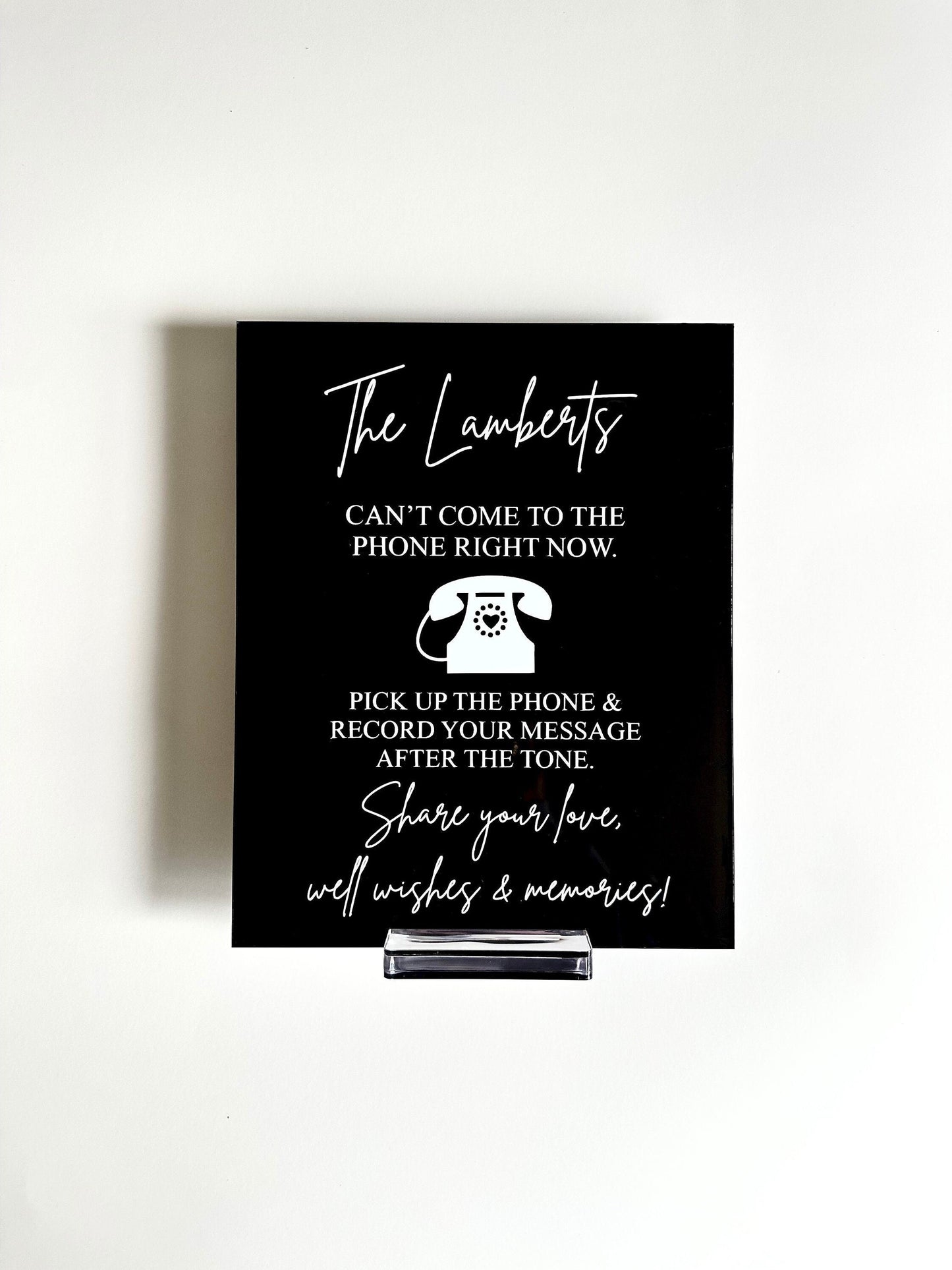 Audio Guestbook Personalized Tabletop Acrylic Sign Black and White for Wedding, Baby Shower, Bridal Shower, Birthday, Anniversary
