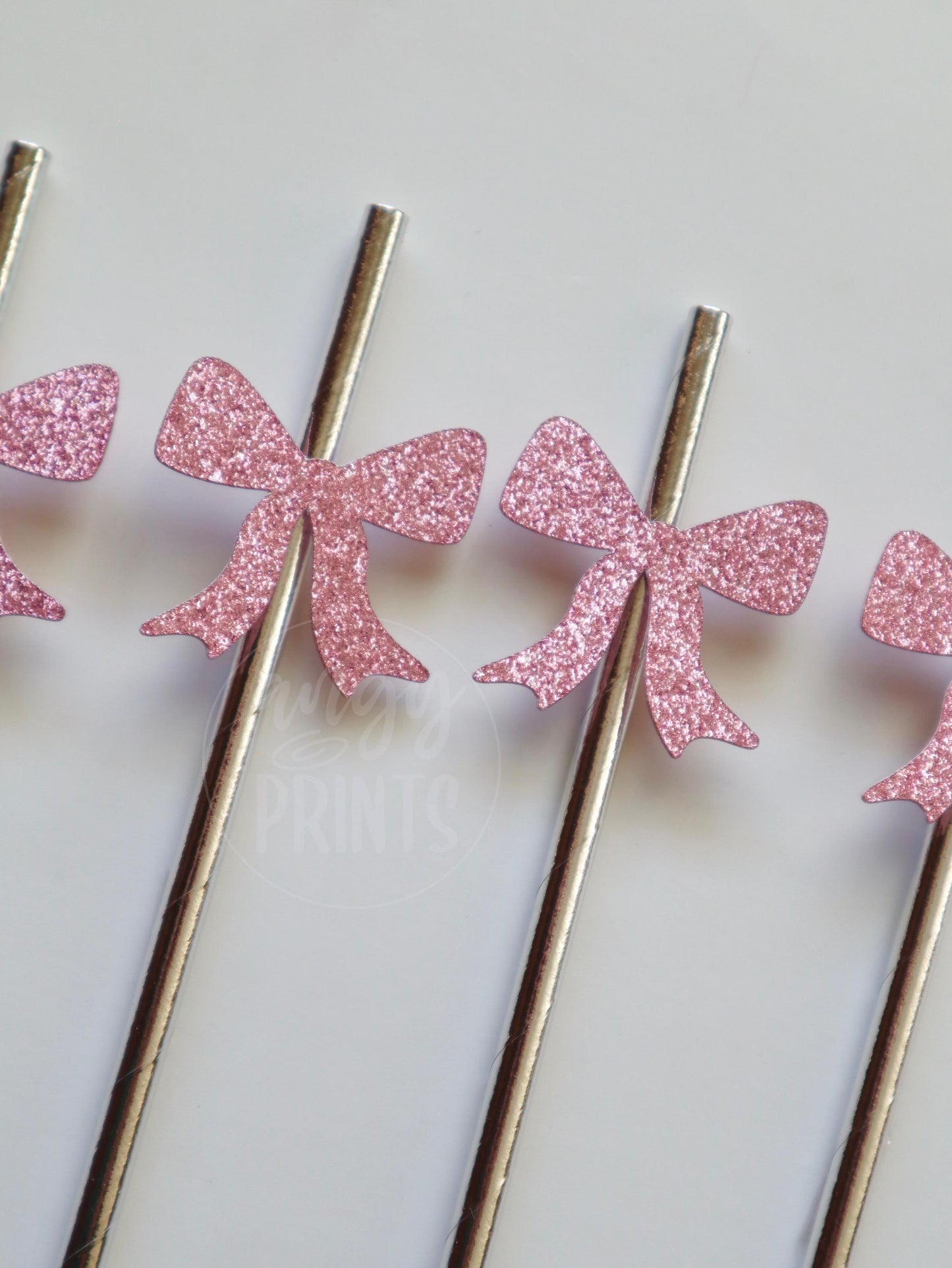 Pink Glitter Bow Shaped Paper Straws for Galentine’s Day Party |Valentine’s Day Decorations | Cute  Stylish Drink Accessories | Eco-Friendly