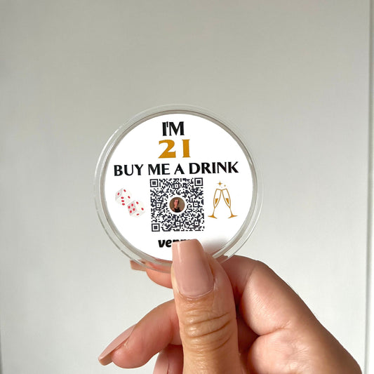 21st Birthday Party, Legal to drink, Venmo QR Sticker Code Buttons
